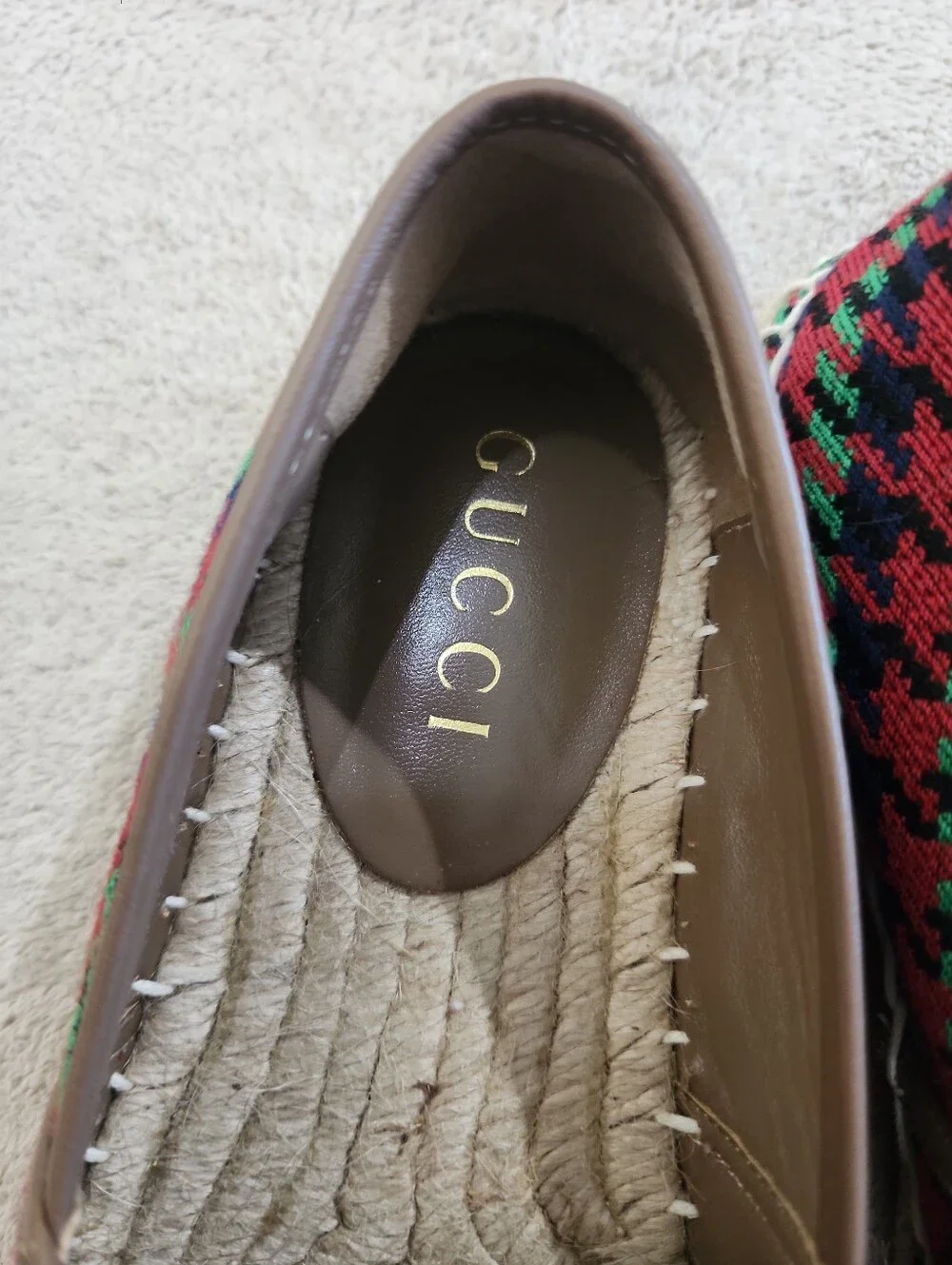 Designer Style Canvas  Espadrilles embroidered double-G style .
